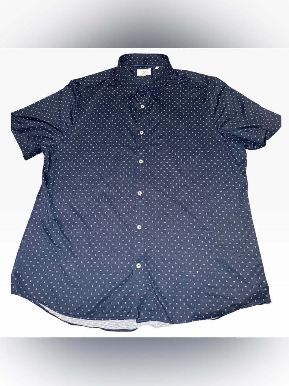 7 Diamonds Navy Short-Sleeve Micro Dot Button-Down Shirt